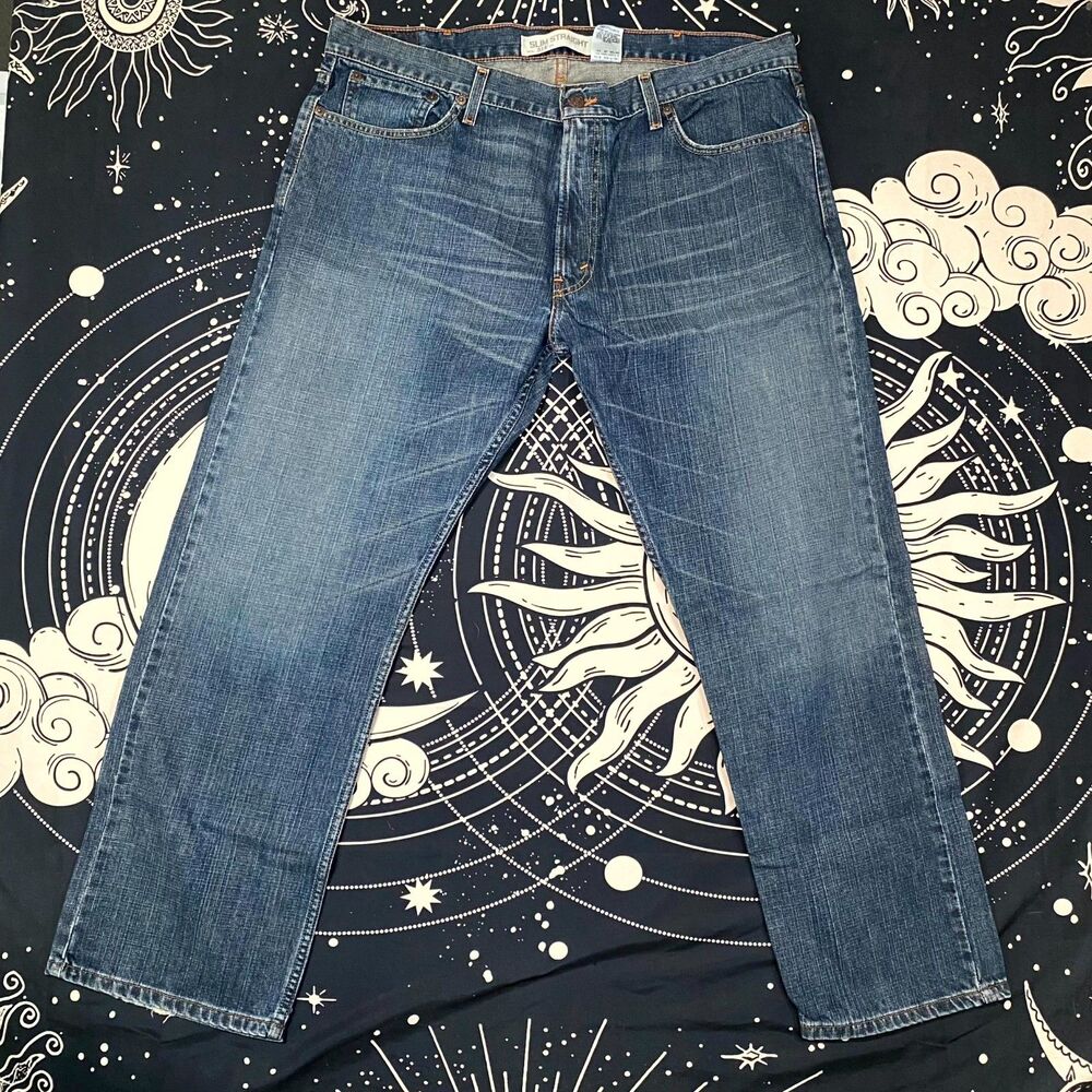 Levi's 514 Jeans Men's 40x30 Blue Denim Cotton Straight Slim Fit Faded Workwear